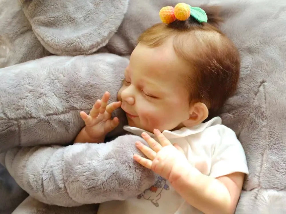 Reborn Doll April Girl Newborn Ručně zakořeněné vlasy 3D kůže